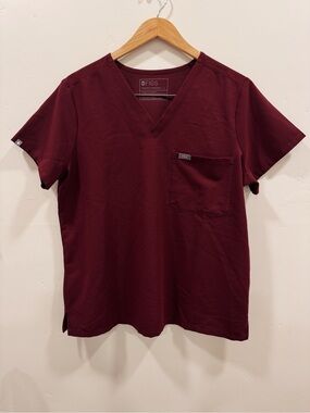 Figs Catarina Scrub Top Maroon